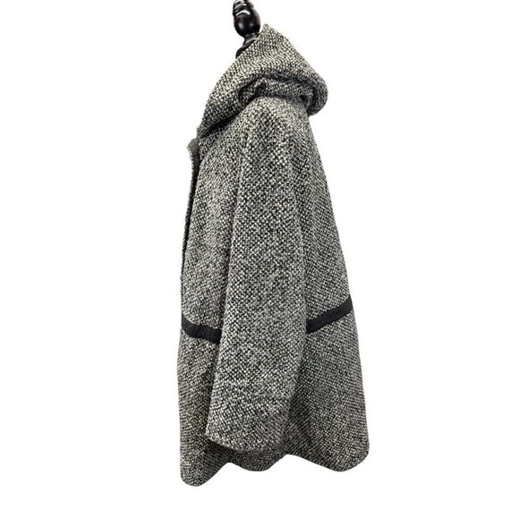 Free People Satellite Image Swing Coat Tweed Hooded Black White Women Medium - Picture 8 of 12